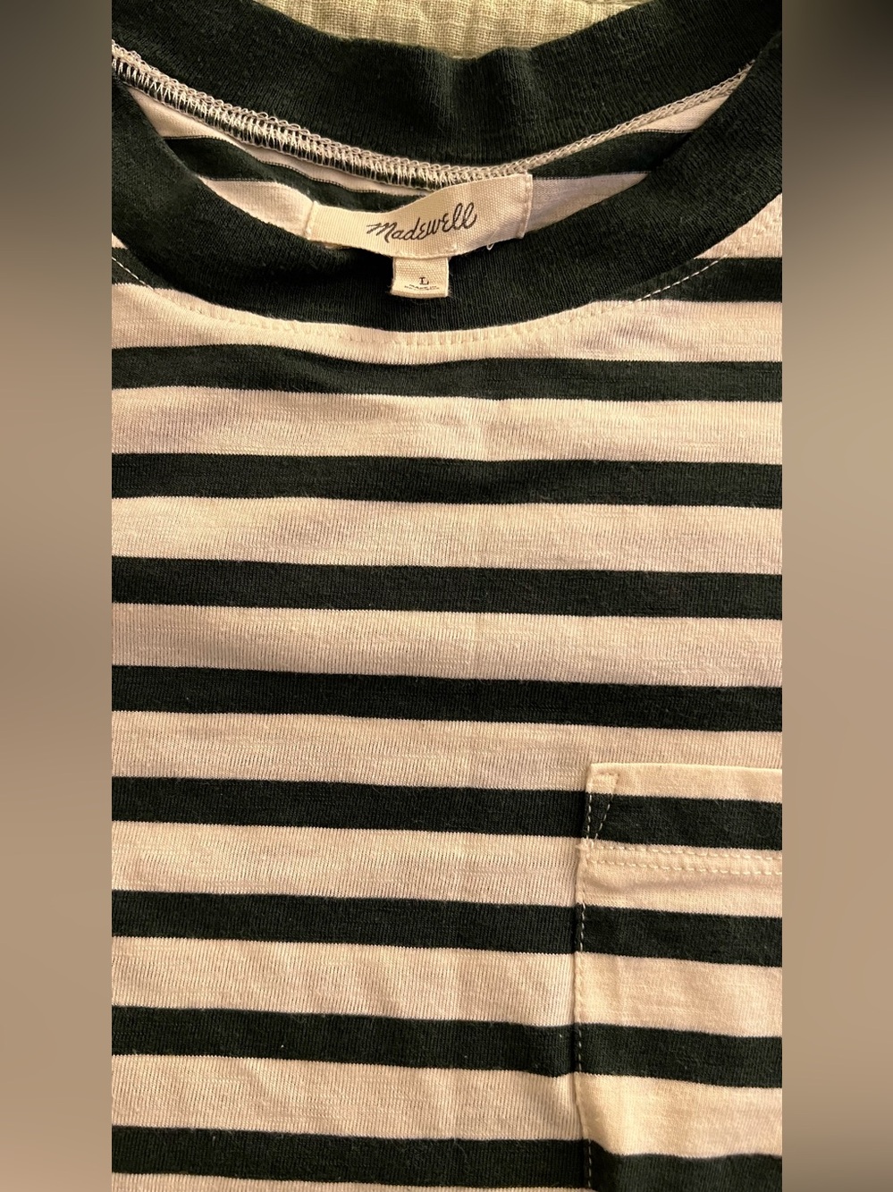 Madewell Kids Black & Cream Striped Pocket Tee Shirt